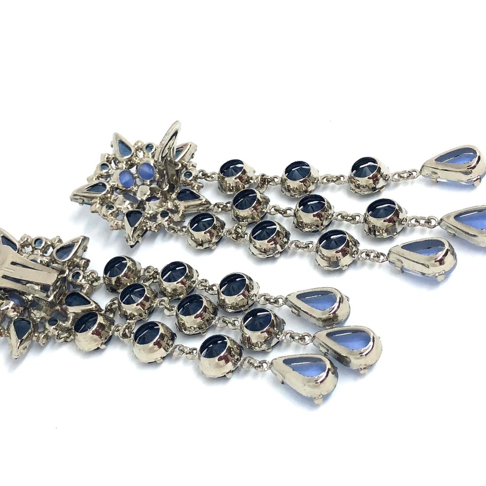 Vintage style drop earrings, blue mixed stones - Picture 3 of 3